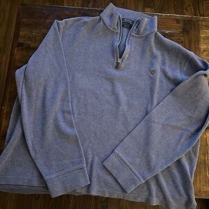 Light Blue Estate Rib Polo Ralph Lauren 1/4 Zip - Size L